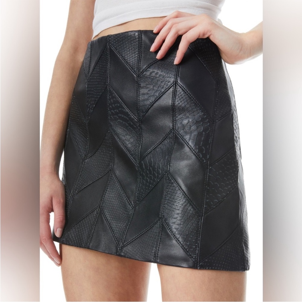 Alice + Olivia Patchwork Leather Skirt